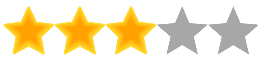 Three out of five stars displayed in a linear arrangement; the first three stars are yellow, and the last two are gray. Perfect for reviewing that new barber in Bartow.