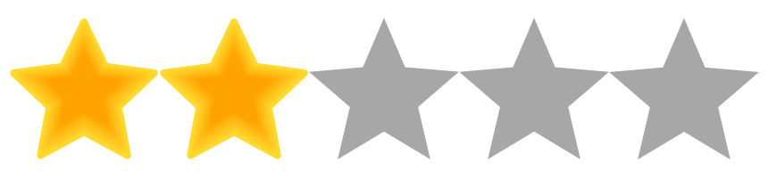 Image of a 5-star rating system with two stars filled in yellow and three stars empty, reflecting the review for a barber in Bartow.