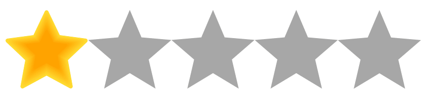 An image showing a rating of one out of five stars, with one star colored yellow and the remaining four colored gray, reflects the disappointing service at a local barber in Bartow.